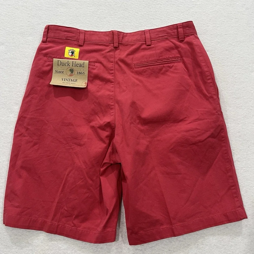 Vintage Duck Head Shorts Mens 36 Dark Pink Pleated Cotton Chino Khaki Adult NWT